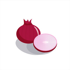 Red onion. Vector illustration isolated on white background. For the design of leaflets, flyers, coupons, shops and markets.