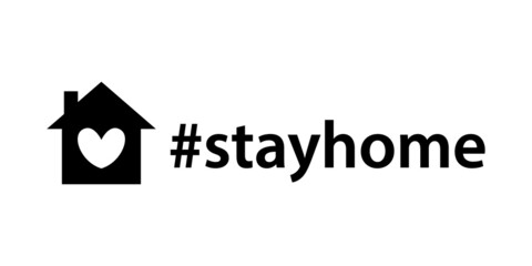 Stay home hashtag slogan campaign illustration on white background
