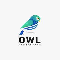 Vector Logo Illustration Owl Gradient Colorful Style.