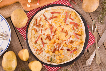 Cheese and bacon tart.