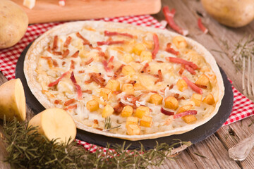 Cheese and bacon tart.