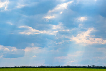 Heavenly blue sky with white clouds on background