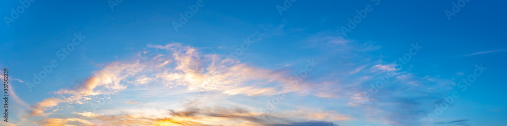 Wall mural twilight panorama sky background with colorful cloud in dusk. panoramic image.