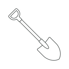 Shovel shape vector icon. Spade symbol. Cartoon industrial tool logo sign. Silhouette isolated on white background.