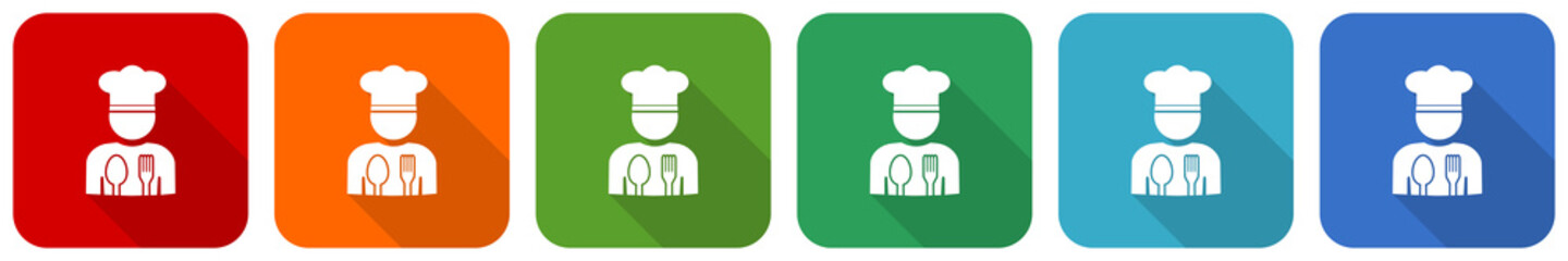 Chef, restaurant concept vector icons, flat design illustration in eps 10
