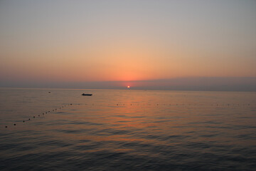 red sea dawn from the sea in summer