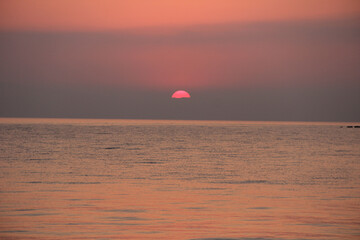 red sea dawn from the sea in summer