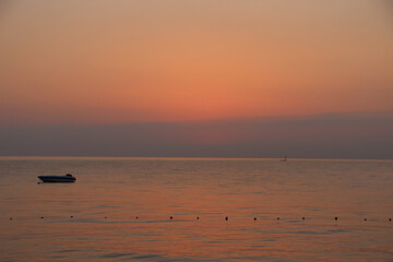 red sea dawn from the sea in summer