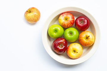 Fresh juicy apples on white background.