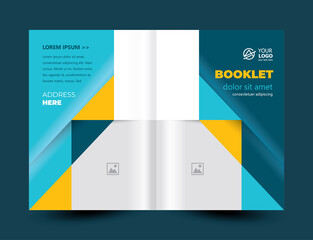 Booklet triangles and squares theme design template brochure cover. Cmyk color profile