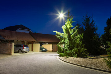Fototapeta premium modern led illumination on quiet residential area