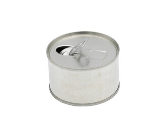 Tin can with ring pull isolated on white background