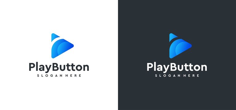 Video play button logo gradient design concept