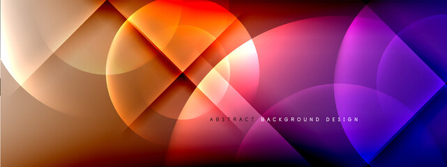 Vector abstract background - circle and cross on fluid gradient with shadows and light effects. Techno or business shiny design templates for text