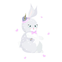 Cute bunny in a cap. Vector illustration.