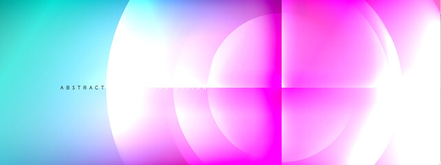 Vector abstract background - circle and cross on fluid gradient with shadows and light effects. Techno or business shiny design templates for text