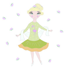 Nice dancing girl. Vector illustration.