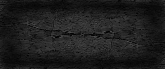 panorama black concrete background wall, abstract grunge loft texture