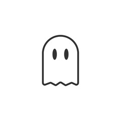 Cute Halloween Ghost Icon Illustration - style 1 (outline)