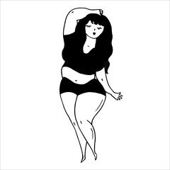 Luxurious plus size woman. Vector illustration.