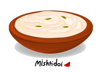 Mishti doi indian Sweet Dish Food Vector