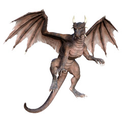 3D Rendering Fairy Tale Dragon on White