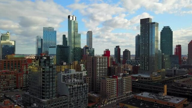 Scenic Aerial View of Long Island City Skyline in Queens, NY