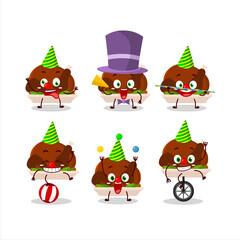 Cartoon character of turkey meat with various circus shows