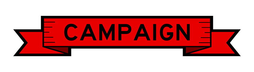 Fototapeta premium Vintage red color ribbon banner with word campaign on white background