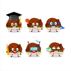 School student of turkey meat cartoon character with various expressions