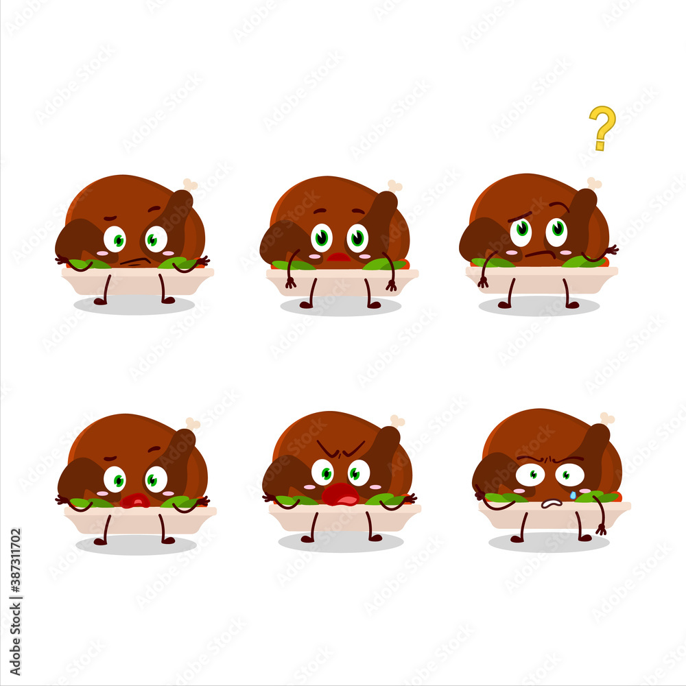 Sticker Cartoon character of turkey meat with what expression