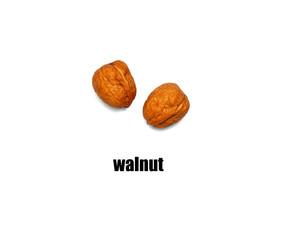 walnuts isolated on white background, top view 