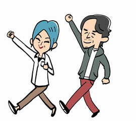 Senior couple raise their fists and go!