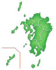 ペーパークラフト調の九州地方の地図