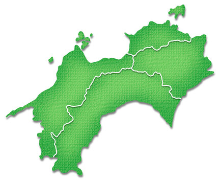 ペーパークラフト調の四国地方の地図