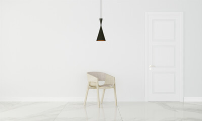 Futuristic lamp with chair in modern interior