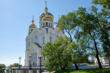 Russia. Khabarovsk-August 2020: View of the Transfiguration Cathedral