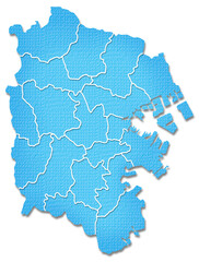 Fototapeta premium ペーパークラフト調の横浜市の境界線入り地図