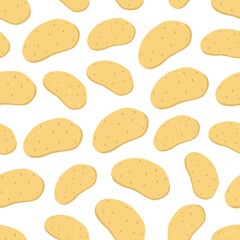Potato seamless pattern. Vegetables on a white background. Vector illustration.