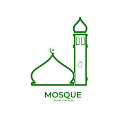 Symbol of logo modern mosque with green color. Mosque creative design concept.