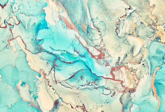 Fluid Art . Abstract colorful background, wallpaper. Mixing acrylic paints. Modern art. Marble texture. Alcohol ink colors  translucent