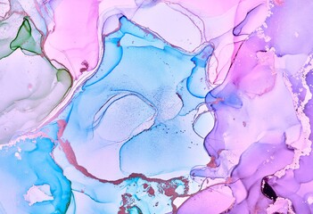 Fluid Art . Abstract colorful background, wallpaper. Mixing acrylic paints. Modern art. Marble texture. Alcohol ink colors  translucent
