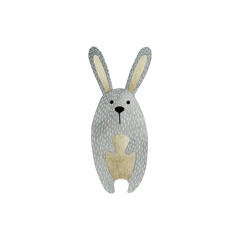 Watercolor illustration of a rabbit in the Scandinavian style isolated on white background.