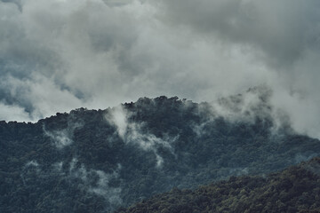 fog and cloud mountain valley sunset landscape, Doi Pui Chiang Mai Thailand