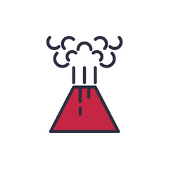 Volcano eruption vector icon symbol disaster isolated on white background