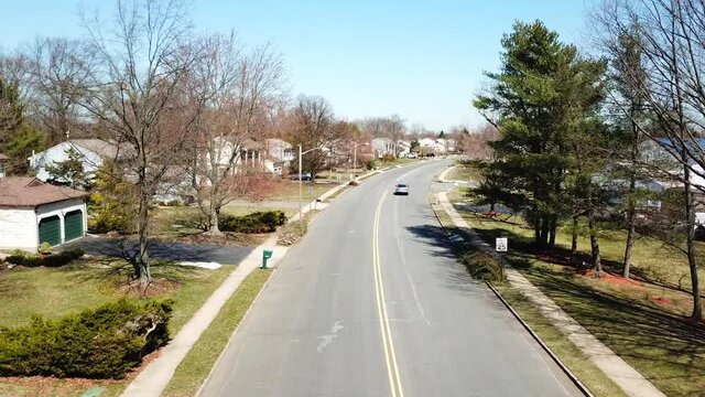 Aerial Street View Shot of a Suburban Neighborhood
