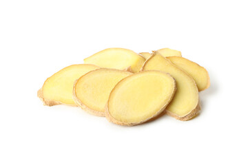 Fresh raw ginger isolated on white background