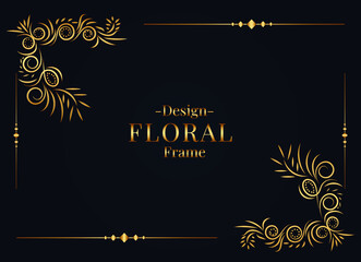 Golden floral artistic frame design