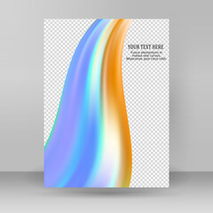 Modern colorful flow poster. Wave Liquid shape in rainbow color reflects flare background