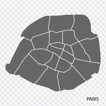 High Quality map of Paris is a capital  France, with borders of the regions. Map of Paris for your web site design, app, UI. EPS10.